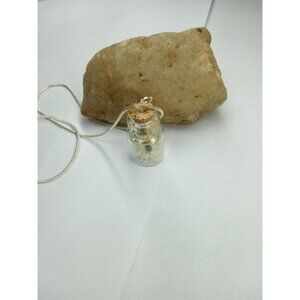 Luminescence Mustard Seed Glass Pendant 24" SILVER TONE Necklace